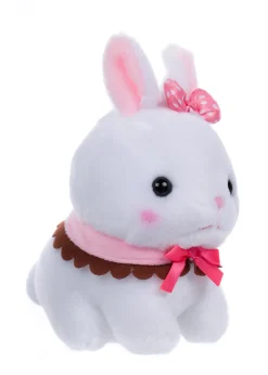 Amuse Vanilla Bunny Plush with Pink and Brown Bow