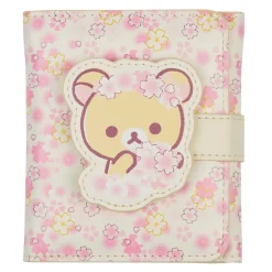 Korilakkuma Sakura Cherry Blossom Pu Leather Tri-Fold Wallet Pouch
