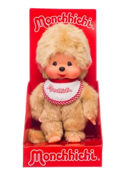 Monchhichi Beige Boy With Bib - Red/White